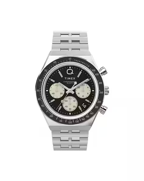 Q TIMEX CHRONOGRAPH 40MM STAINLESS STEEL BRACELET WATCH