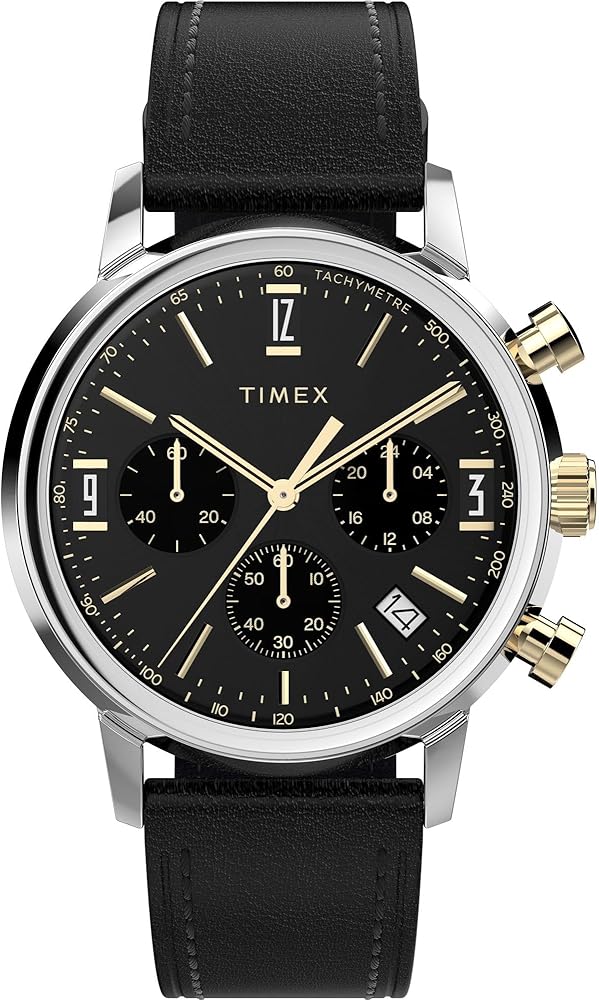 MARLIN® CHRONOGRAPH TACHYMETER 42MM LEATHER STRAP WATCH