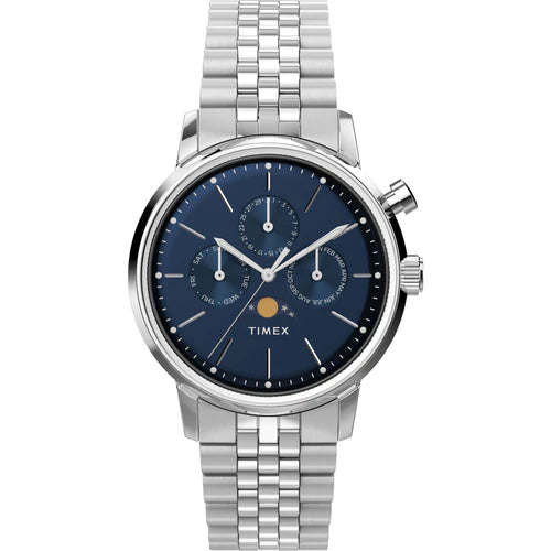 MARLIN® MOON PHASE 40MM STAINLESS STEEL BRACELET WATCH