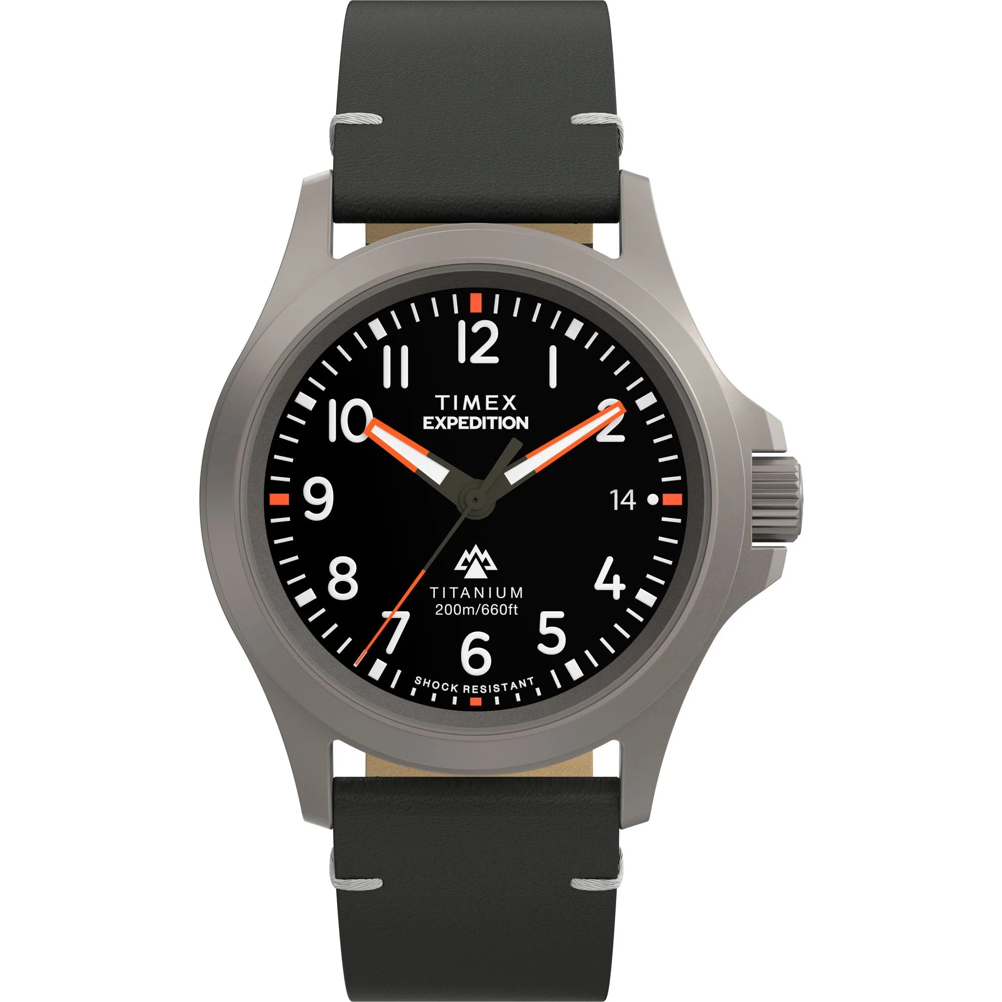 EXPEDITION TITANIUM QUARTZ 38MM LEATHER STRAP WATCH