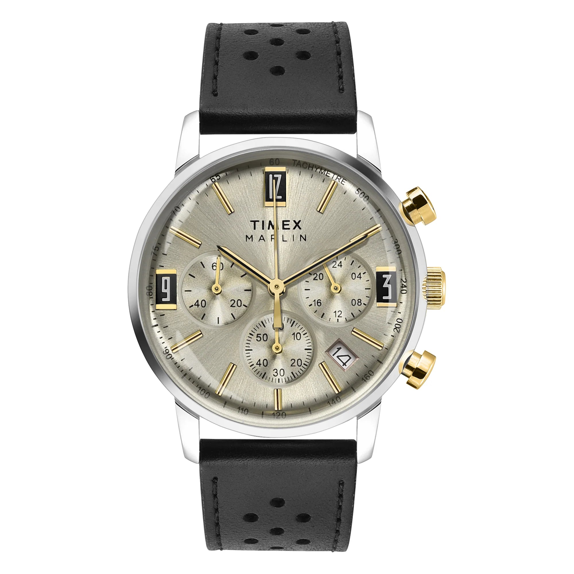 MARLIN® CHRONOGRAPH TACHYMETER 42MM LEATHER STRAP WATCH