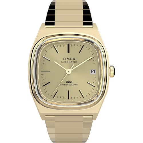 TIMEX® AUTOMATIC 1983 E LINE REISSUE 34MM GOLD-TONE EXPANSION BAND WATCH
