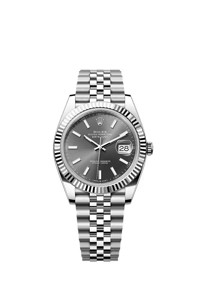 Rolex Datejust 41(Grey Dial, Fluted Bezel, Jubilee)