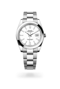 Rolex Datejust 41 (White Dial, Smooth Bezel, Steel)